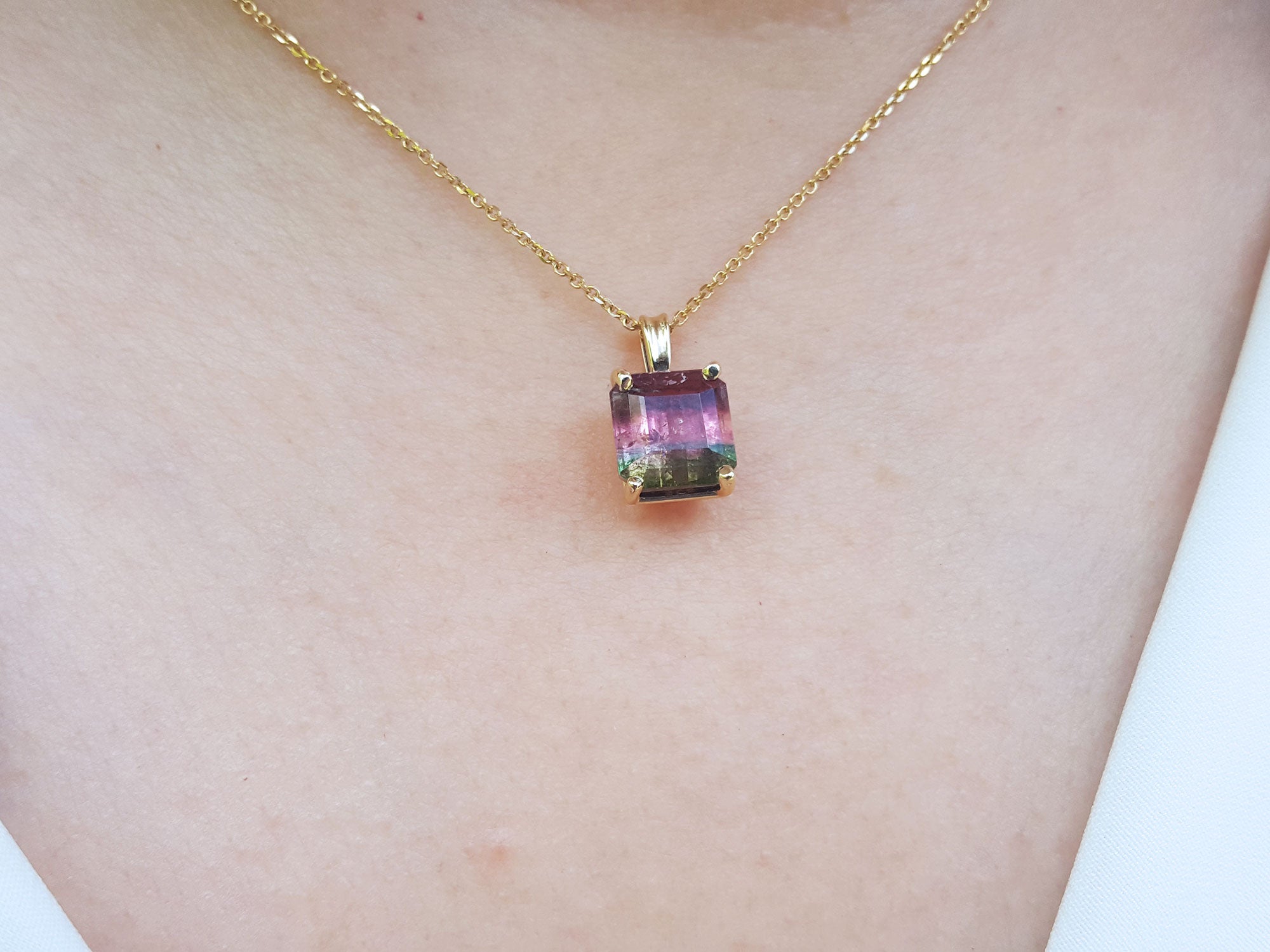 14k watermelon tourmaline necklace