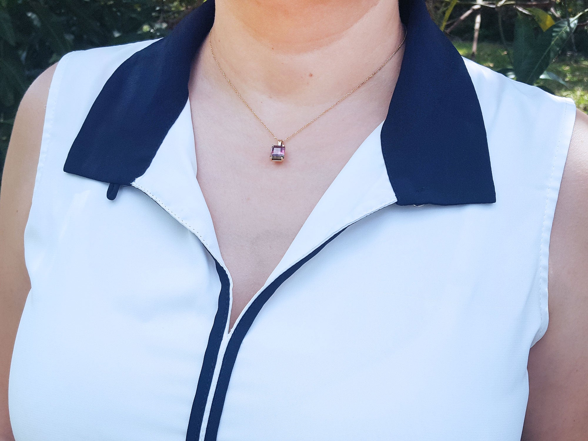 Real brazilian watermelon tourmaline necklace