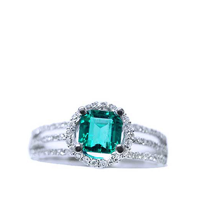 Affordable gold rings featuring natural Colombian emeralds, along with a variety of inexpensive Colombian emerald jewelry.