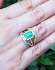 Genuina esmeralda colombiana de Muzo en anillo para mujer