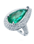 Anillo de oro blanco con esmeralda y diamantes naturales para mujer