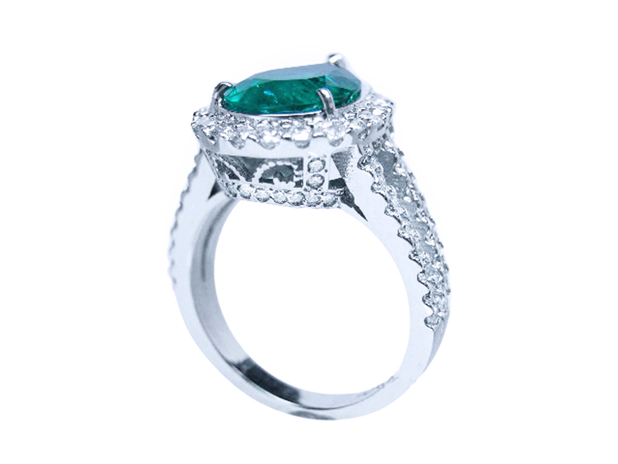 Anillo esmeralda genuina de Colombia corte pera para compromiso