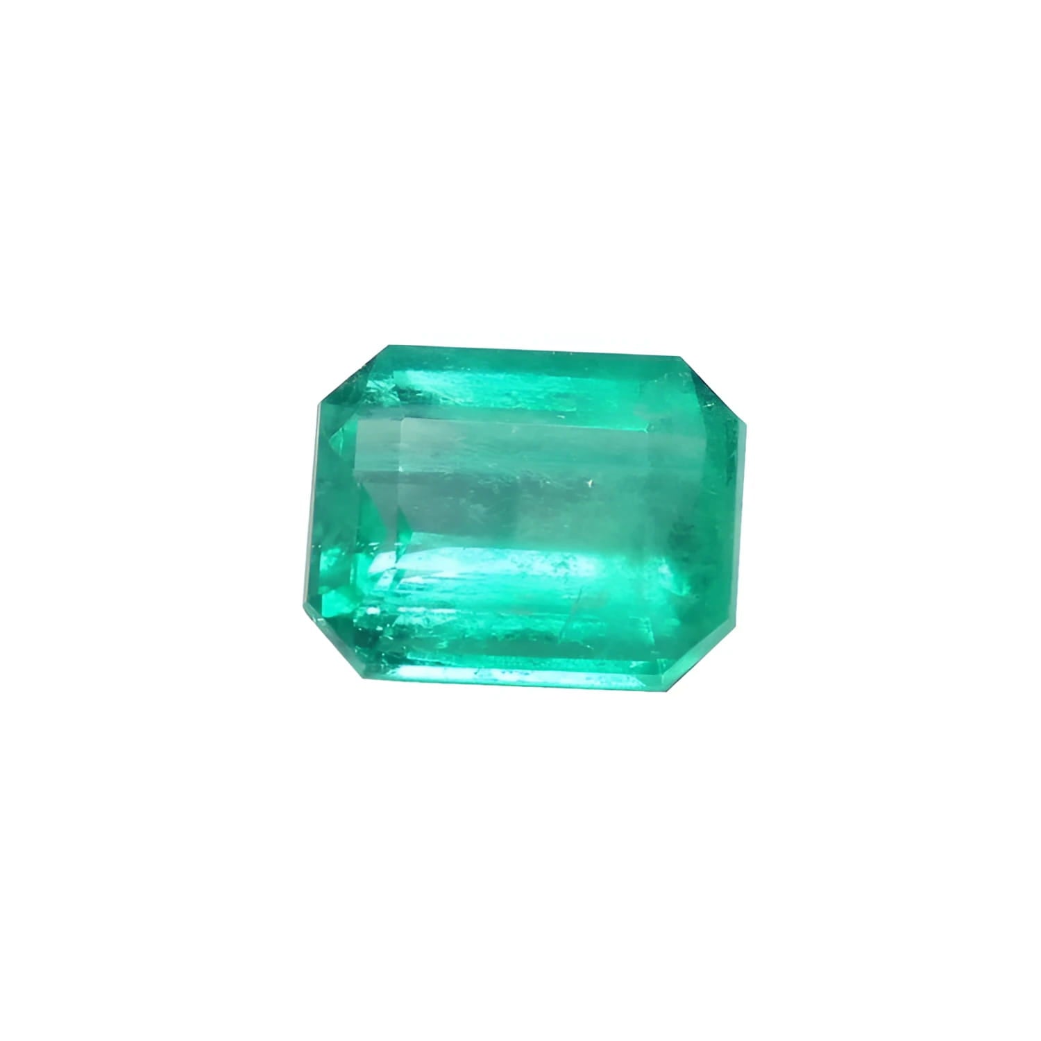 2.95 carat emerald-cut loose Colombian emerald with a vibrant medium green color.