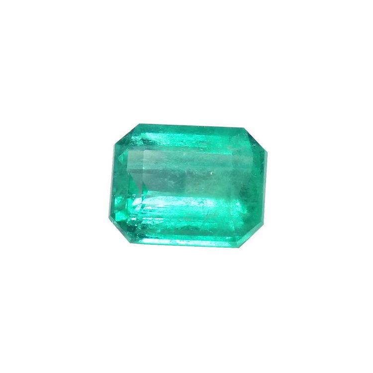 2.95 carat emerald-cut loose Colombian emerald with a vibrant medium green color.