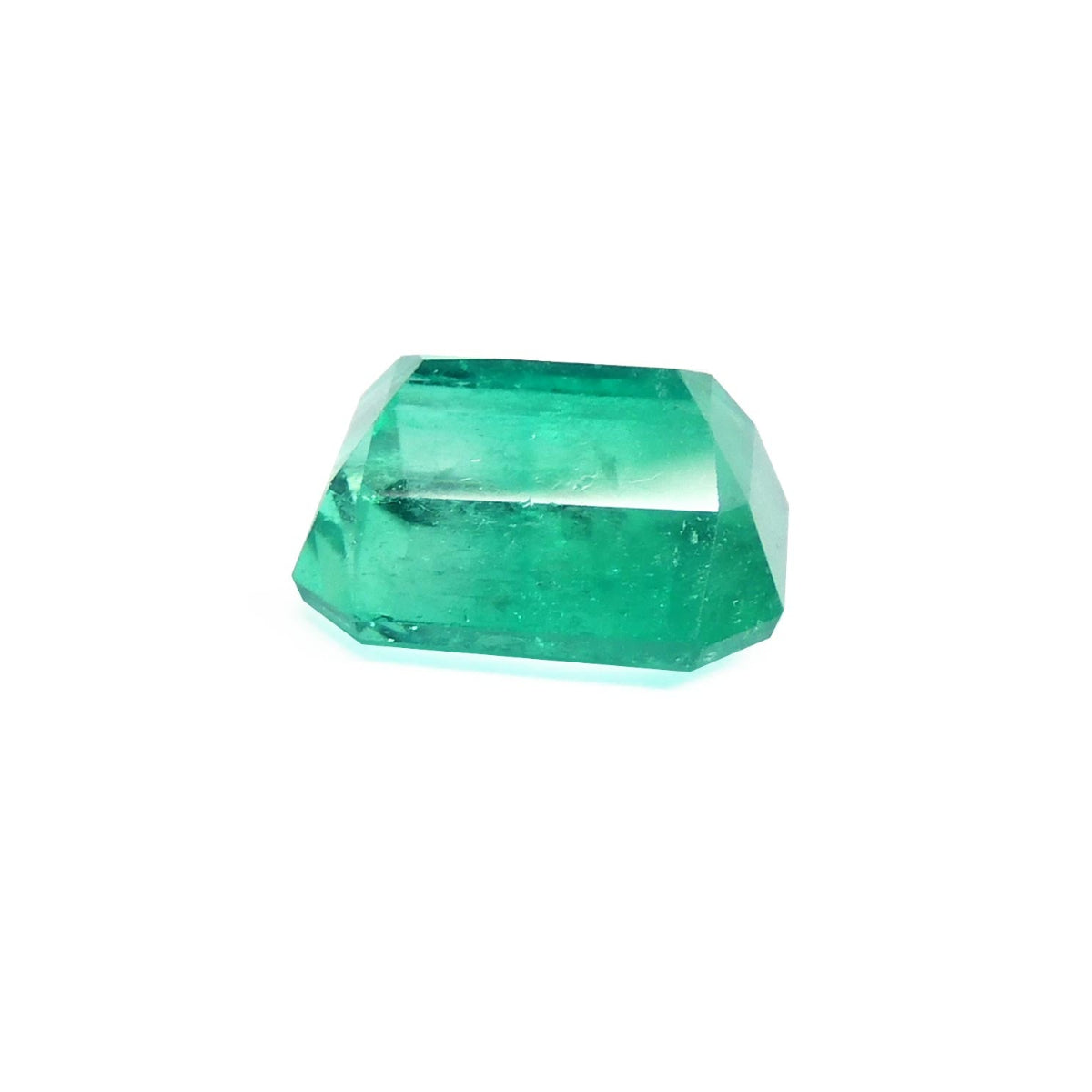 Square Muzo mine loose colombian emerald, upside down pavilion exposed
