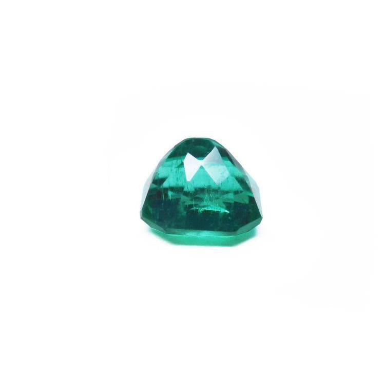 Gia certified loose emerald square modified brilliant cut upside down pavilion view