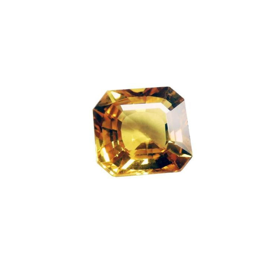 2.90 ct. natural Asscher cut loose yellow sapphire gemstone with brilliant clarity.