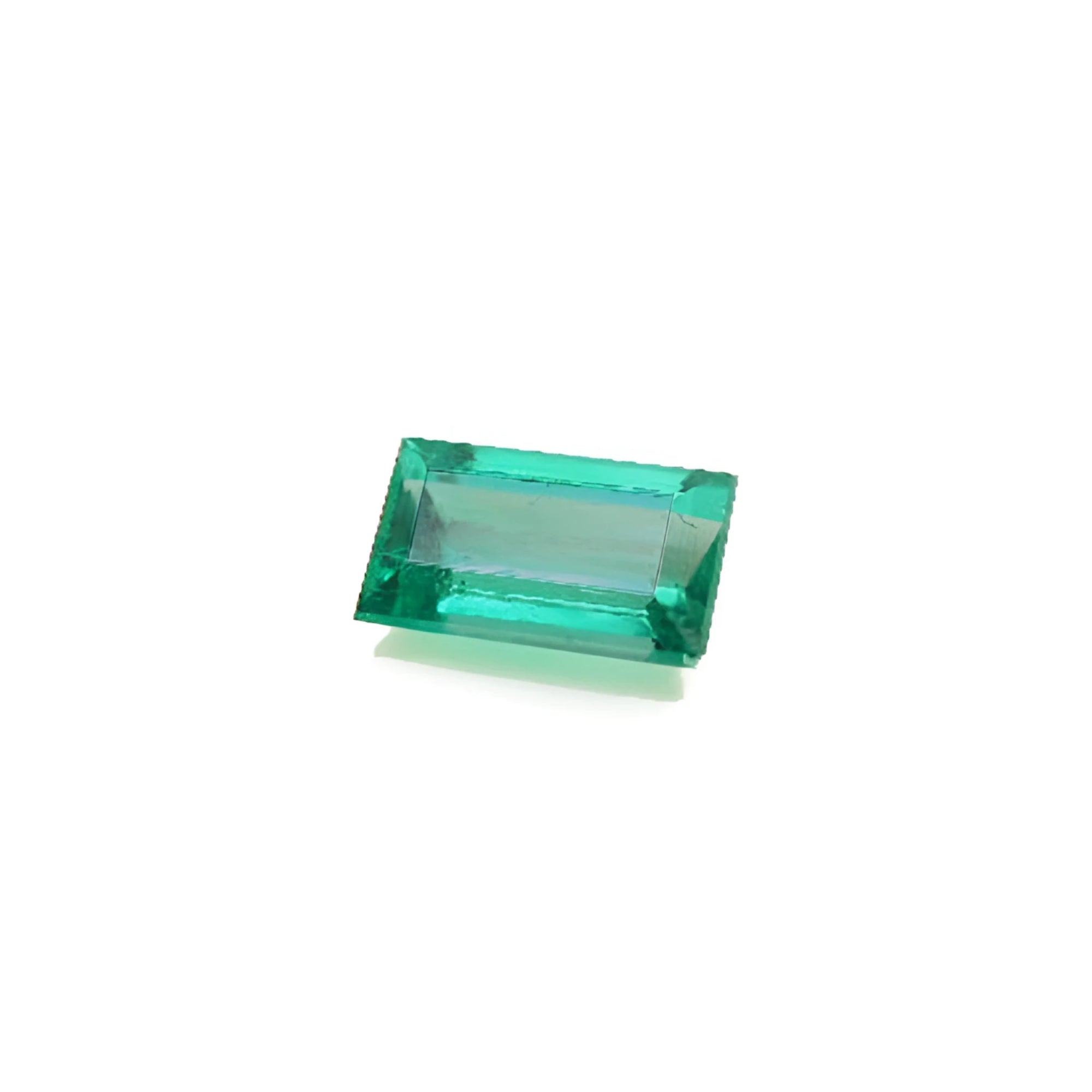 Baguette cut loose natural Colombian emerald, a vivid bluish-green color with exceptional clarity, and quality.