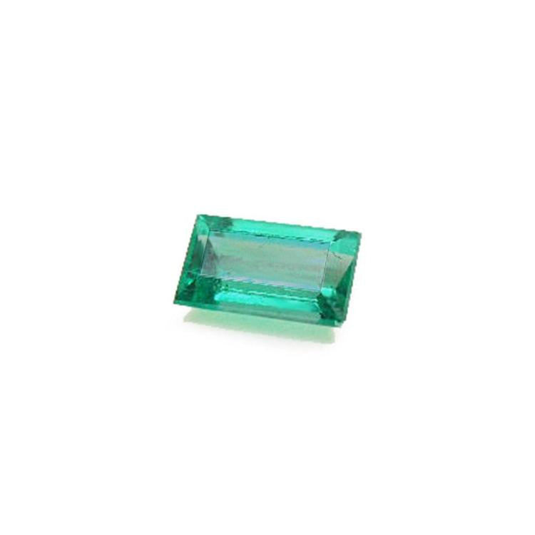Baguette cut loose natural Colombian emerald, a vivid bluish-green color with exceptional clarity, and quality.