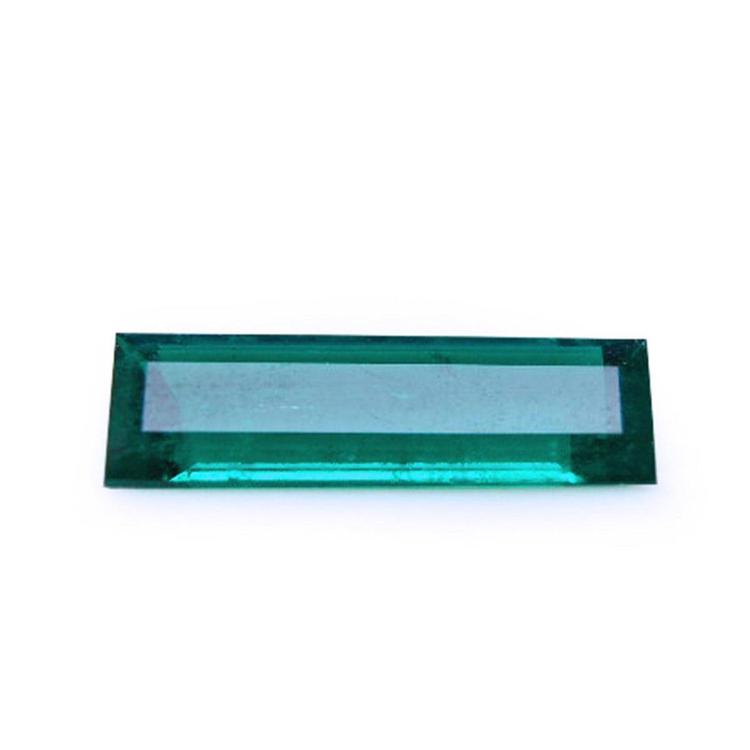Natural Baguette cut loose emerald displaying crown table