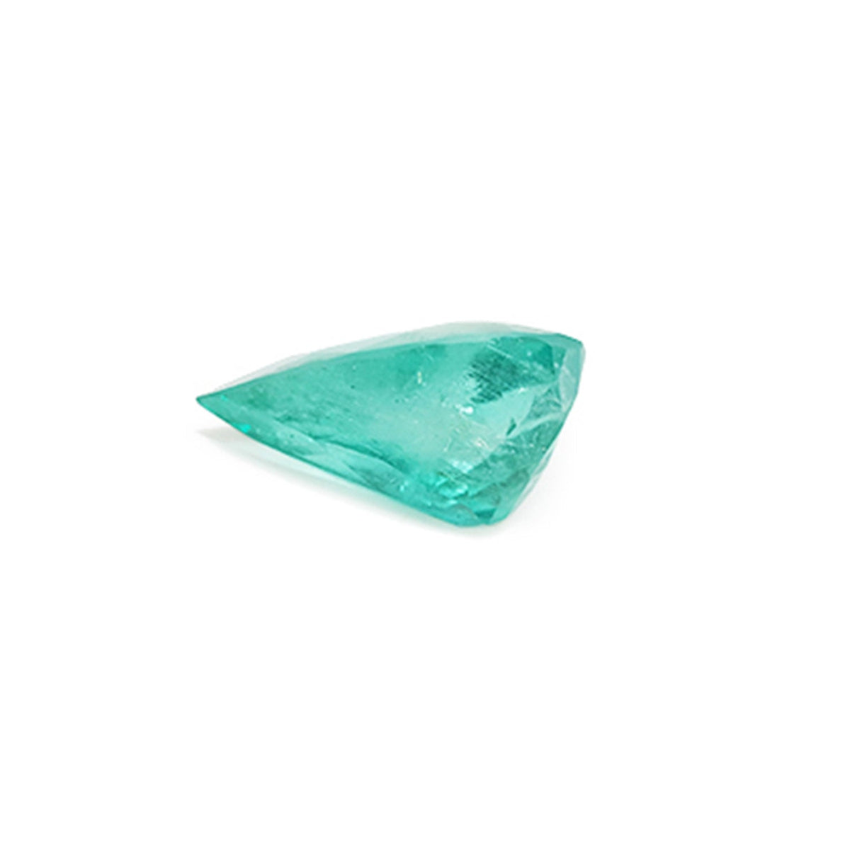 Big loose natural emerald pear cut from Colombia underside pavilion view