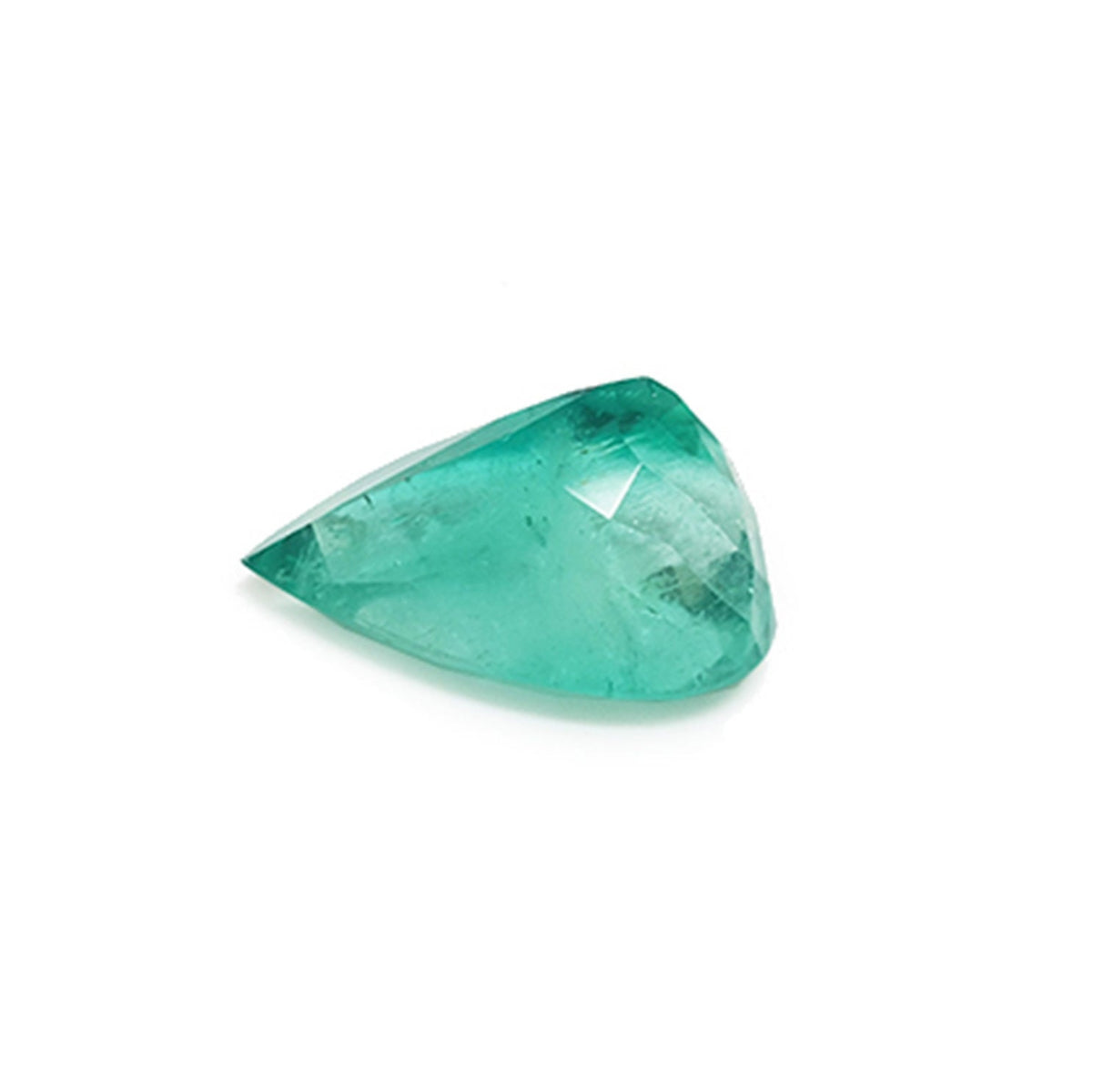 Big loose natural emerald pear cut from Colombia upside down pavilion view