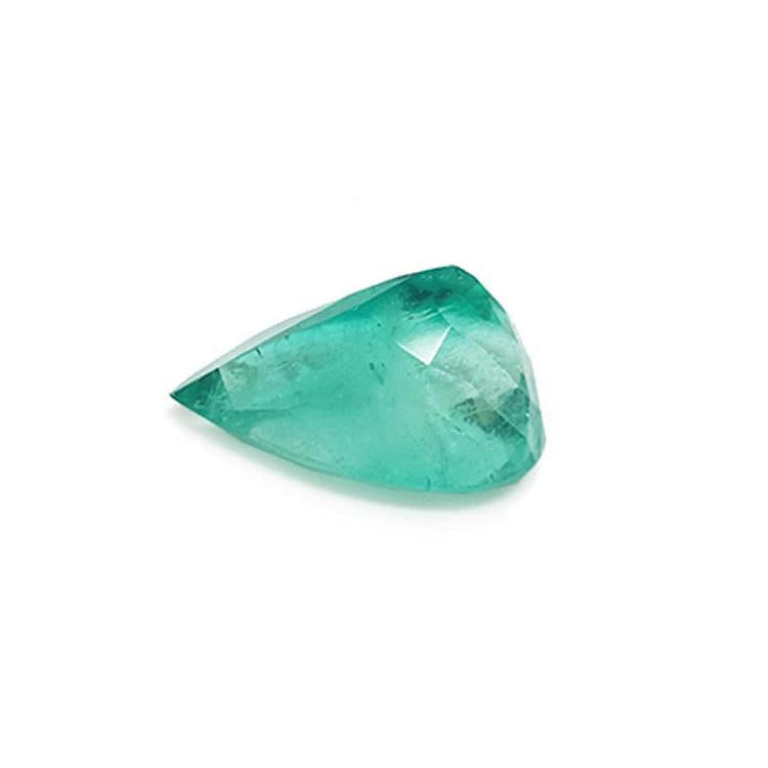 13.42 ct. pear-cut Colombian loose emerald with a medium green hue.