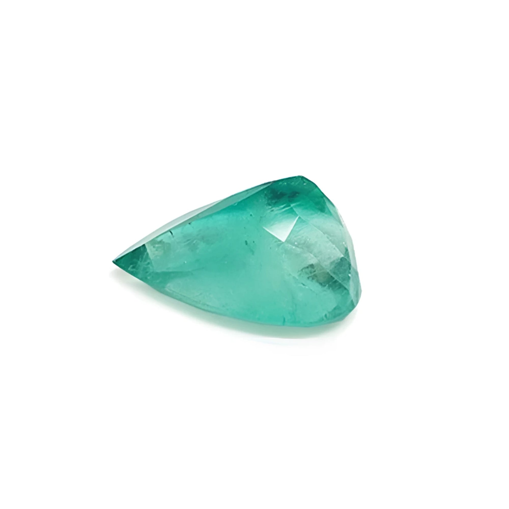 13.42 ct. pear-cut Colombian loose emerald with a medium green hue.