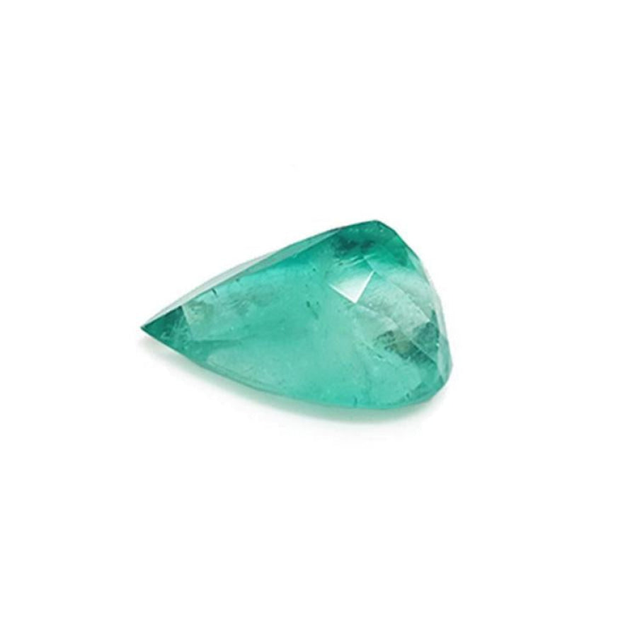 13.42 ct. pear-cut Colombian loose emerald with a medium green hue.