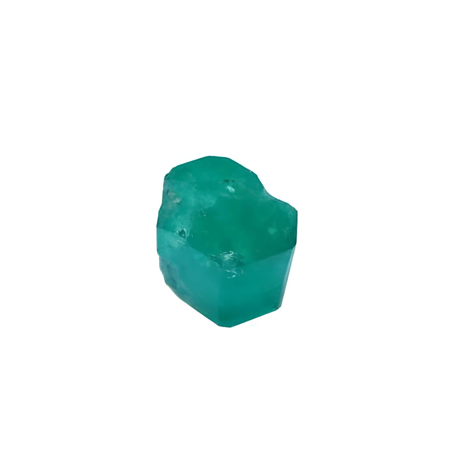 Showing the cylindrical shape, the natural formation of a rough emerald ready to be cut