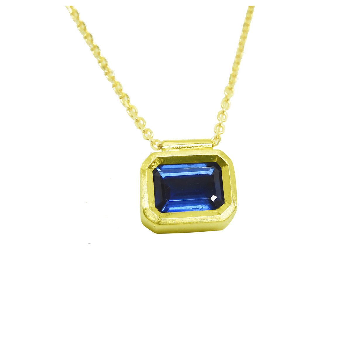 1.01 ct. Blue Sapphire Choker Necklace Solitaire Slider Bezel Set Crafted in 14K Gold