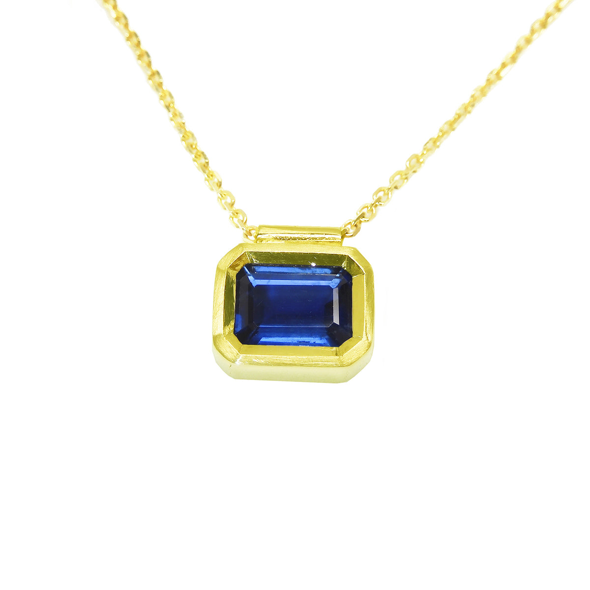1.01 ct. Blue Sapphire Choker Necklace Solitaire Slider Bezel Set Crafted in 14K Gold