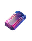 A rectangular watermelon tourmaline showing the table and crown facets topside view.