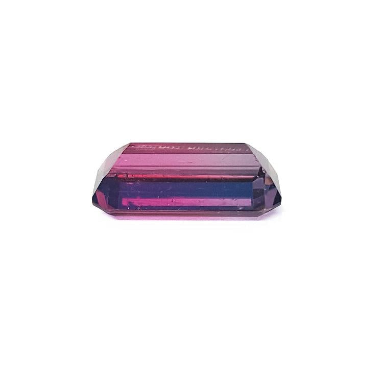 Brazilian Tourmaline Watermelon, 3.65 ct, red-mint fire to soft blue-green, emerald cut.