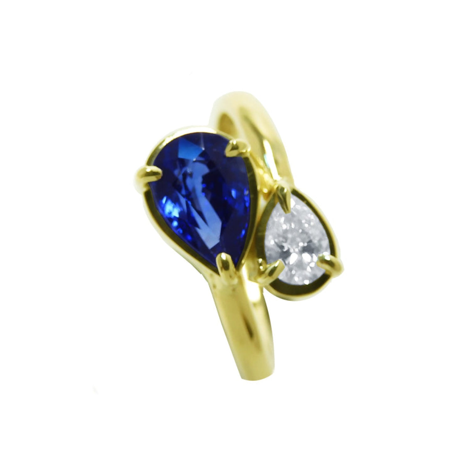 Two-stone "You and Me" blue natural sapphire bypass ring. This 1.20 ct. design celebrates dual elegance with its distinctive twisted-band silhouette.