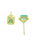 14k yellow gold earrings, in tow poses: upside down and underside view push backs.
