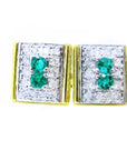 Authentic emerald and diamond cufflinks high quality natural Muzo Colombian emeralds and diamonds 14k yellow gold