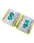 gentlemen Colombian emerald cufflinks for sale high quality natural Muzo emeralds and diamonds 14k yellow gold