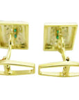 Green beryl cufflinks for men high quality natural Muzo Colombian emeralds and diamonds 14k yellow gold