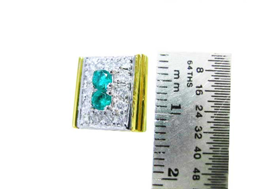 Cufflinks for men in solid gold men&#39;s jewelry high quality natural Muzo Colombian emeralds and diamonds 14k yellow gold