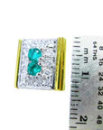 Cufflinks for men in solid gold men's jewelry high quality natural Muzo Colombian emeralds and diamonds 14k yellow gold