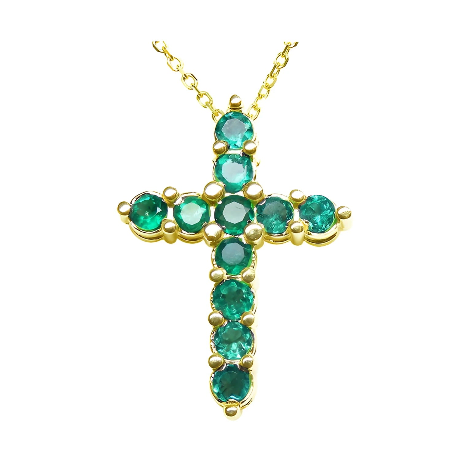 Pendientes o dijes cruces con esmeraldas naturales colombianas elaborada en oro de 18k.