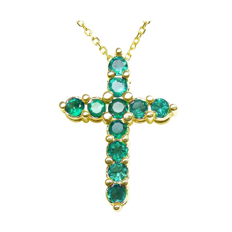 Pendientes o dijes cruces con esmeraldas naturales colombianas elaborada en oro de 18k.