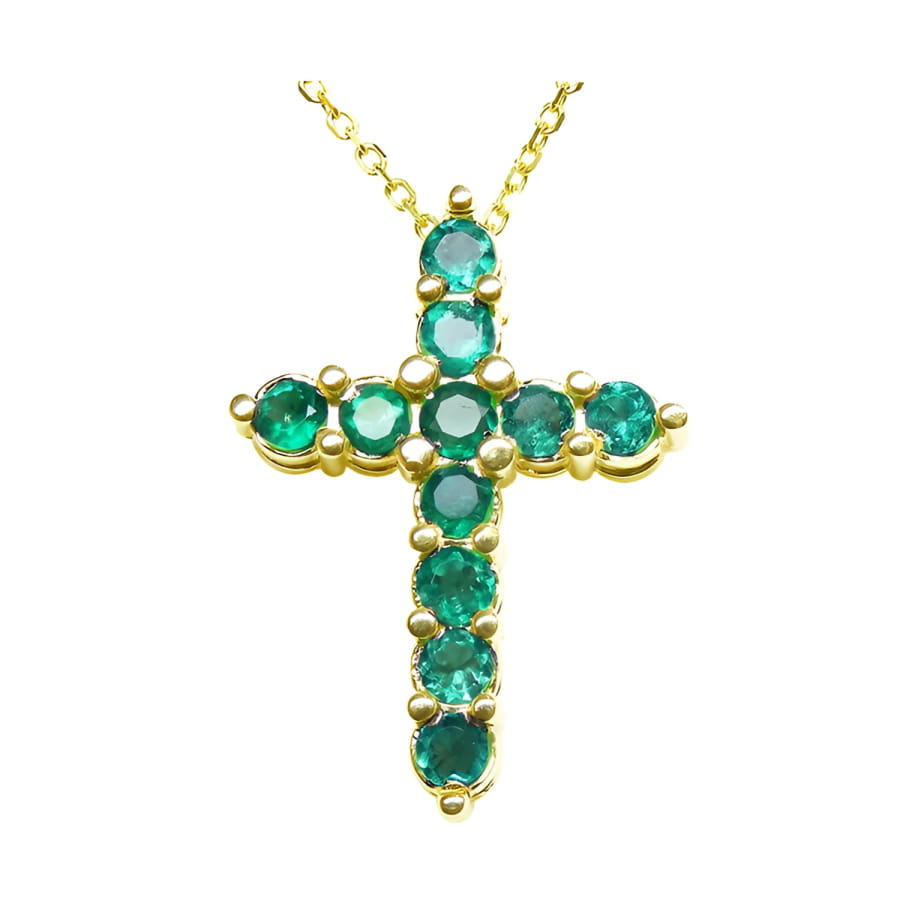 Pendientes o dijes cruces con esmeraldas naturales colombianas elaborada en oro de 18k.