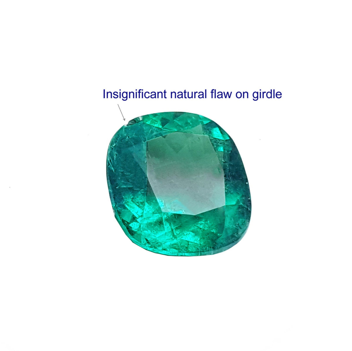Natural cushion cut emerald certified