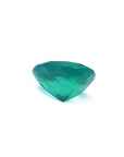 GIA certified cushion cut Colombian emerald, underside girdle and pavilion view