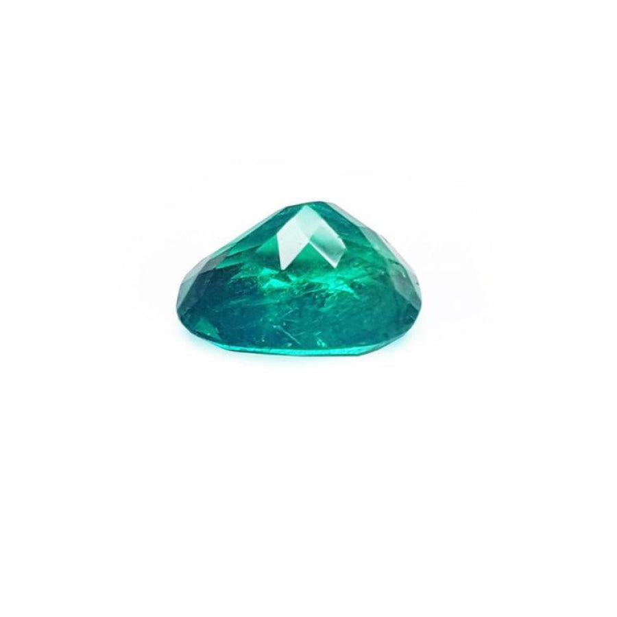 GIA certified 3.13 carat natural Colombian emerald with a cushion cut and vivid bluish-green hue.