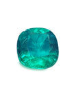 GIA certified cushion cut Colombian emerald a vivid medium-deep bluish-green hue.
