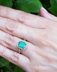 2.18 Carats Cushion cut Emerald Ring 14K Yellow Gold