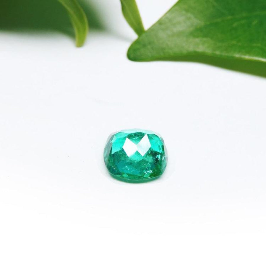 1.62 carat GIA certified emerald, cushion cut, vibrant medium-deep bluish-green.