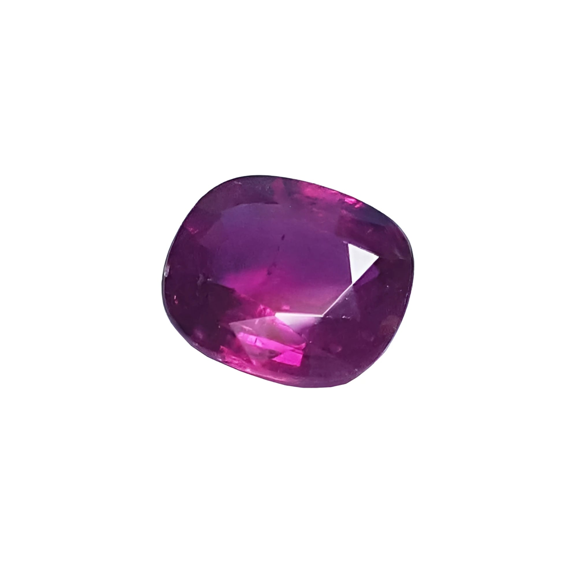 1.18 carat loose natural ruby gemstone with a cushion cut and vibrant red hue.