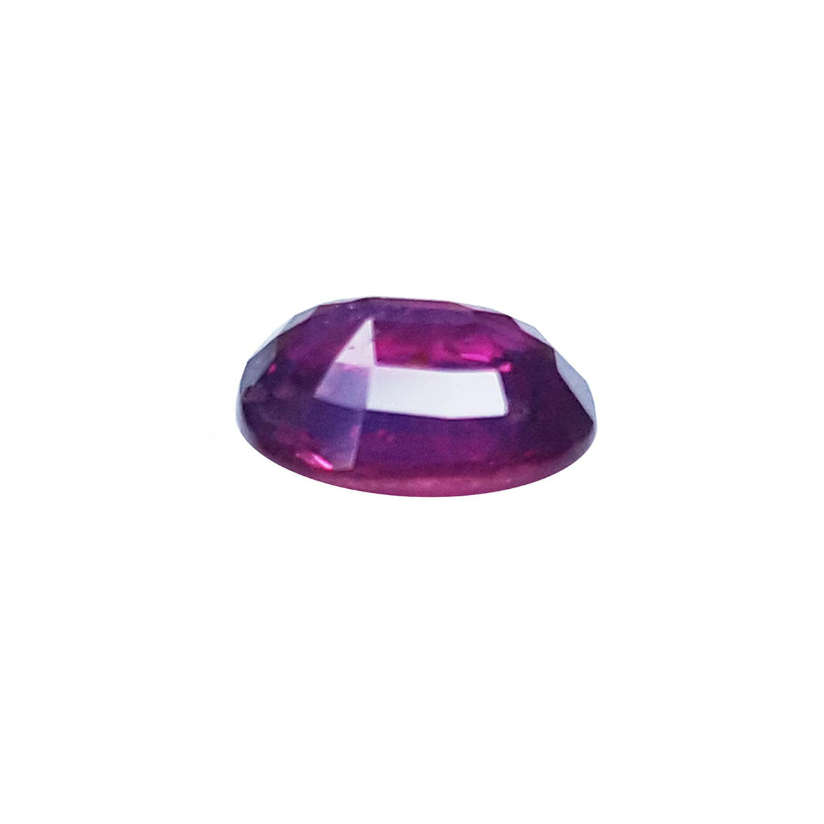 Cushion cut loose natural ruby 1.18 carats Mozambique, upside down pavilion exposed
