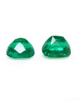 Matching pair cushion cut loose colombian emeralds upside down pavilion view