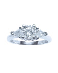 Round cut center diamond 0.61 ct. and trillion side 0.36 ct. all natural diamonds made in14k solid white gold ring.