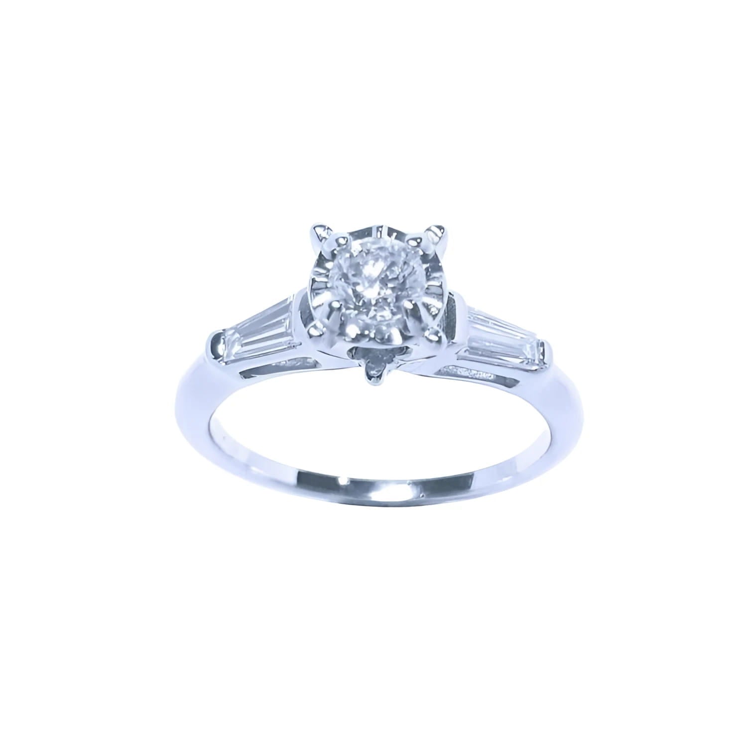 Affordable diamond engagement ring side tapper baguette