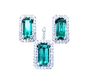 Muzo emerald earrings and pendant