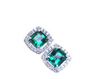 Emerald earrings solid gold jewelry
