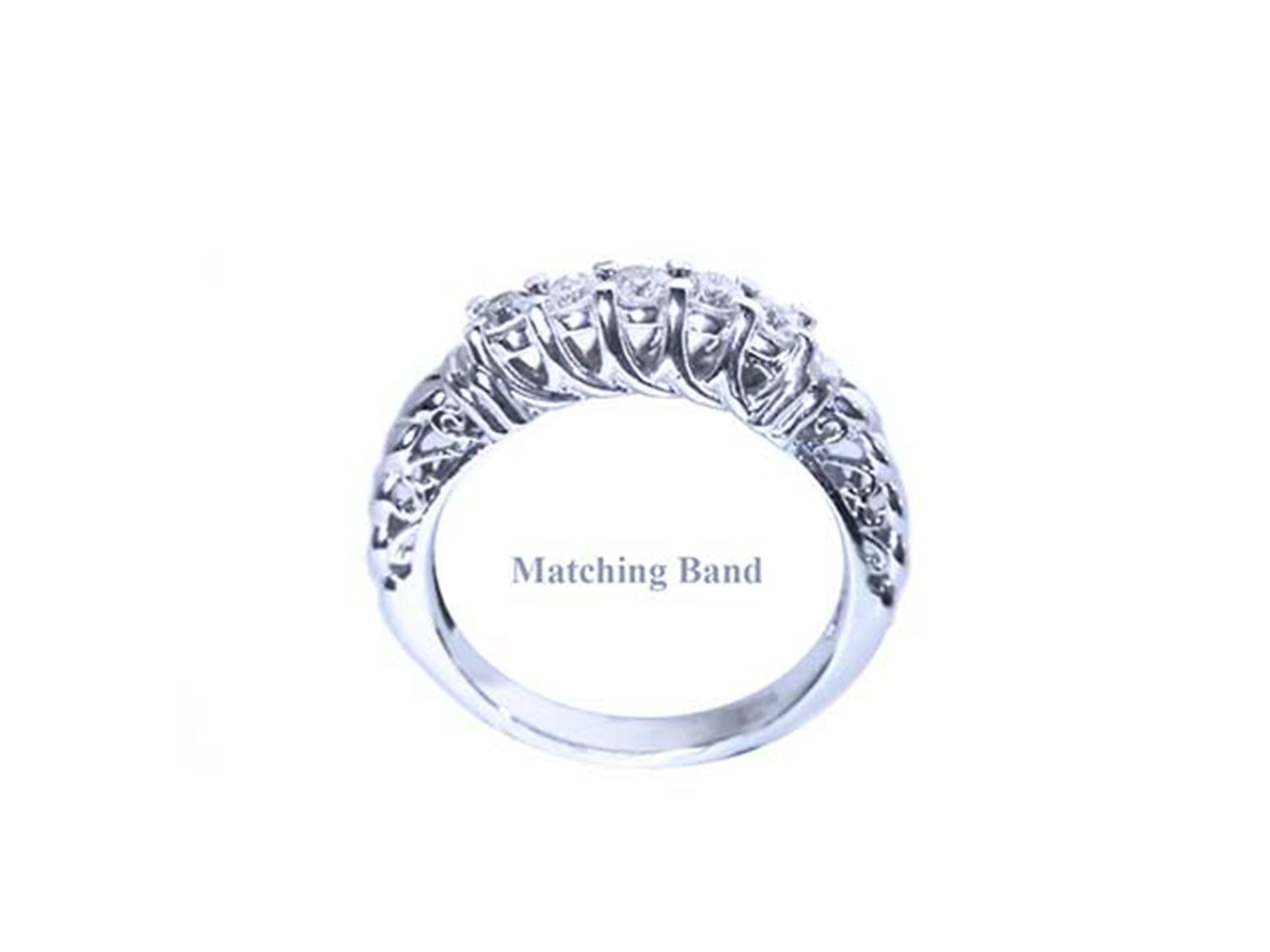 Diamond ring with &#39;Matching Band&#39; text on a white background