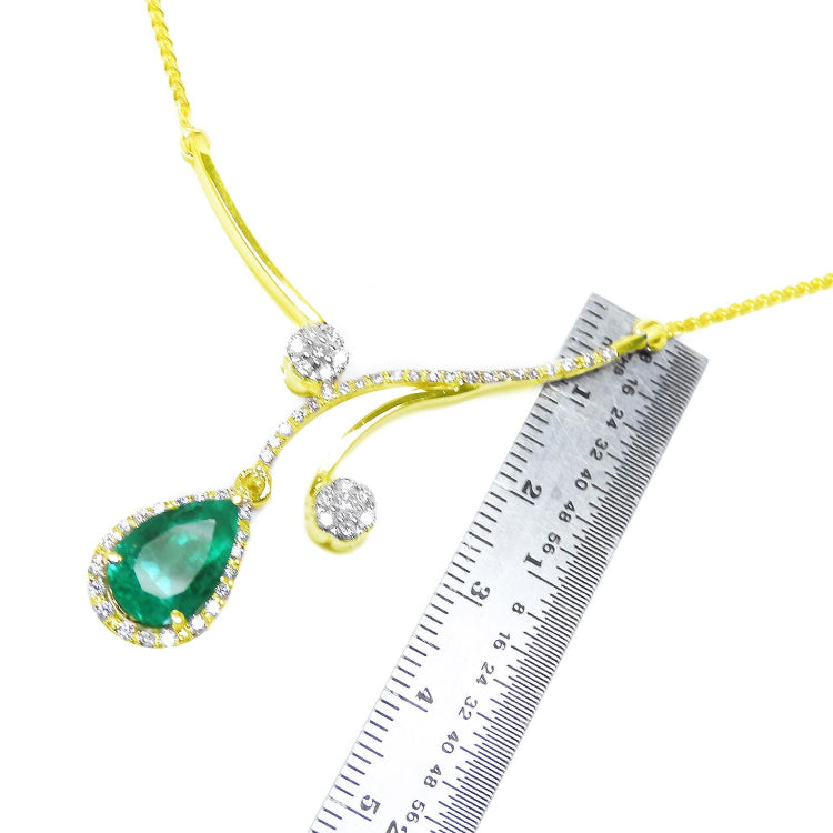 Emerald necklace May&#39;s birthstone sourced from the Muzo mines in Colombia a natural pear cut 2.96 carats