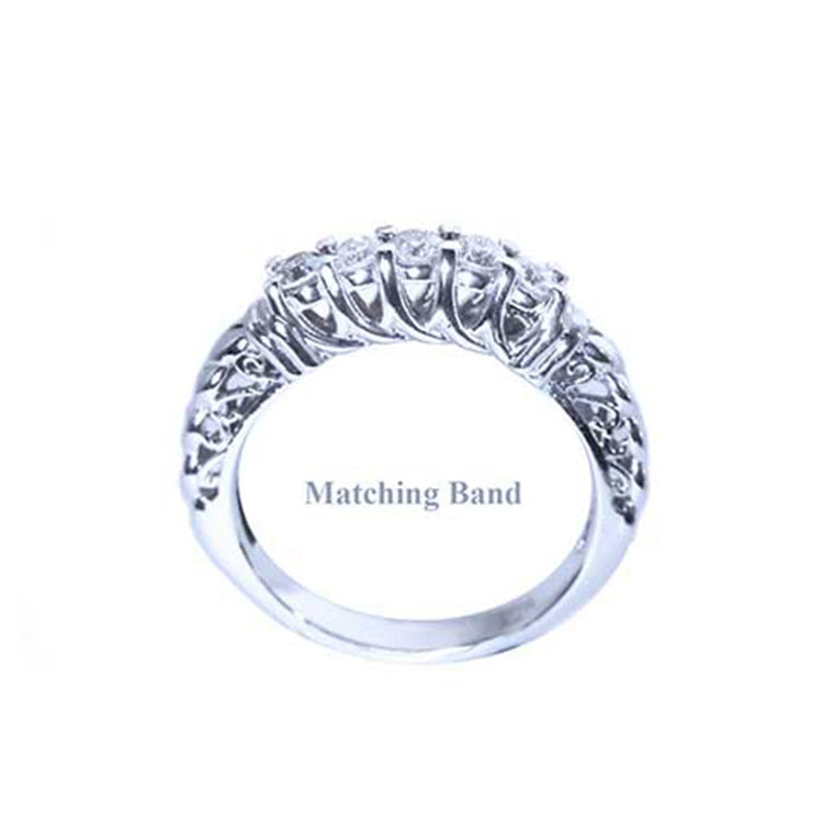 Brial diamond wedding band natural Muzo mine of 1.48 carats, paired with a coordinating band. Both crafted in 14K white gold